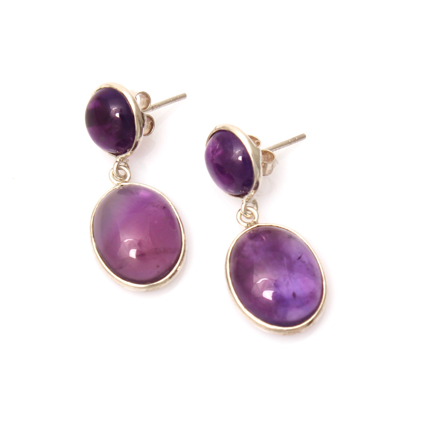 Amethyst Hand Crafted Drop Earrings in Sterling Silver