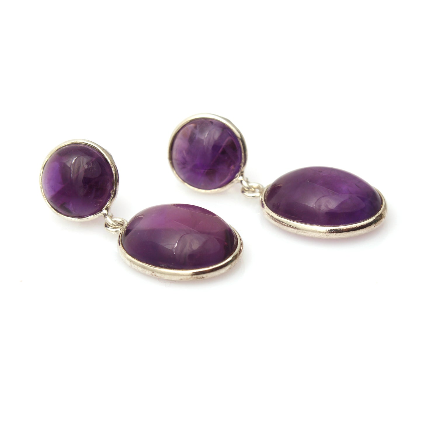 Amethyst Hand Crafted Drop Earrings in Sterling Silver