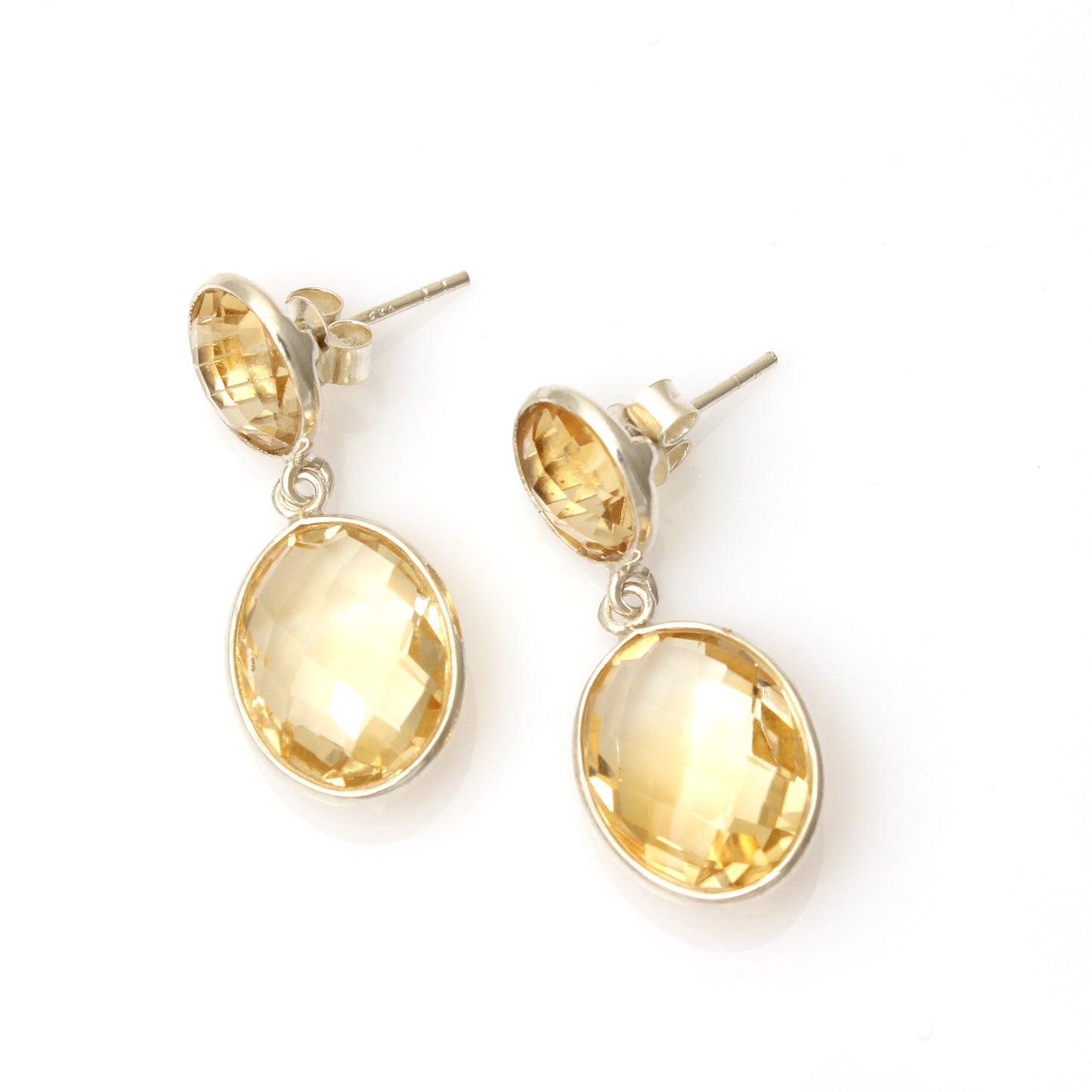 Citrine Hand Crafted Drop Earrings in Sterling Silver
