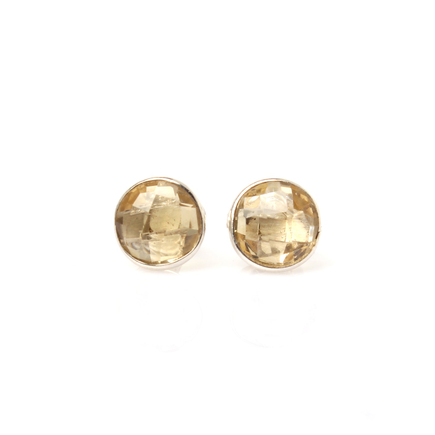 Citrine Stud Earrings - 925 Sterling Silver