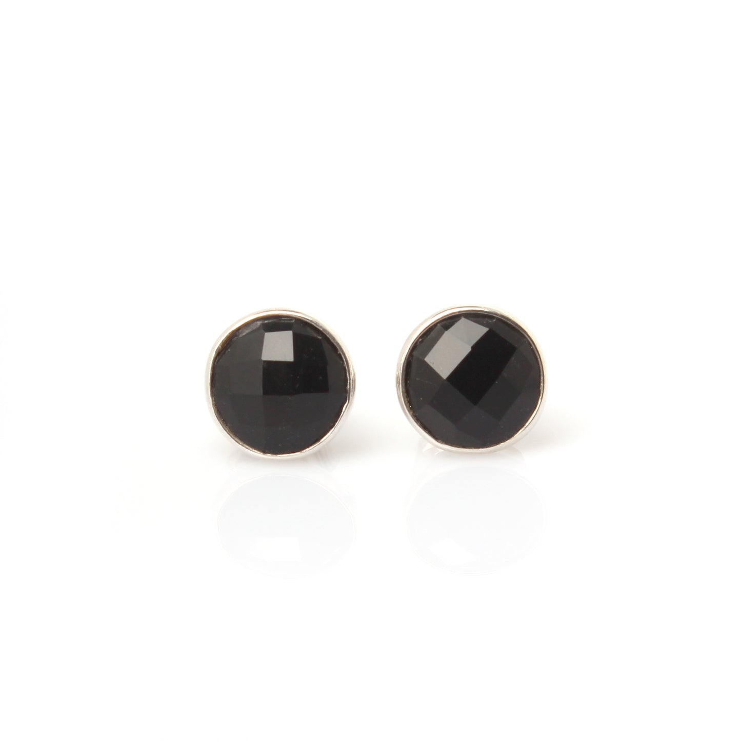 Black Onyx Stud Earrings - 925 Sterling Silver
