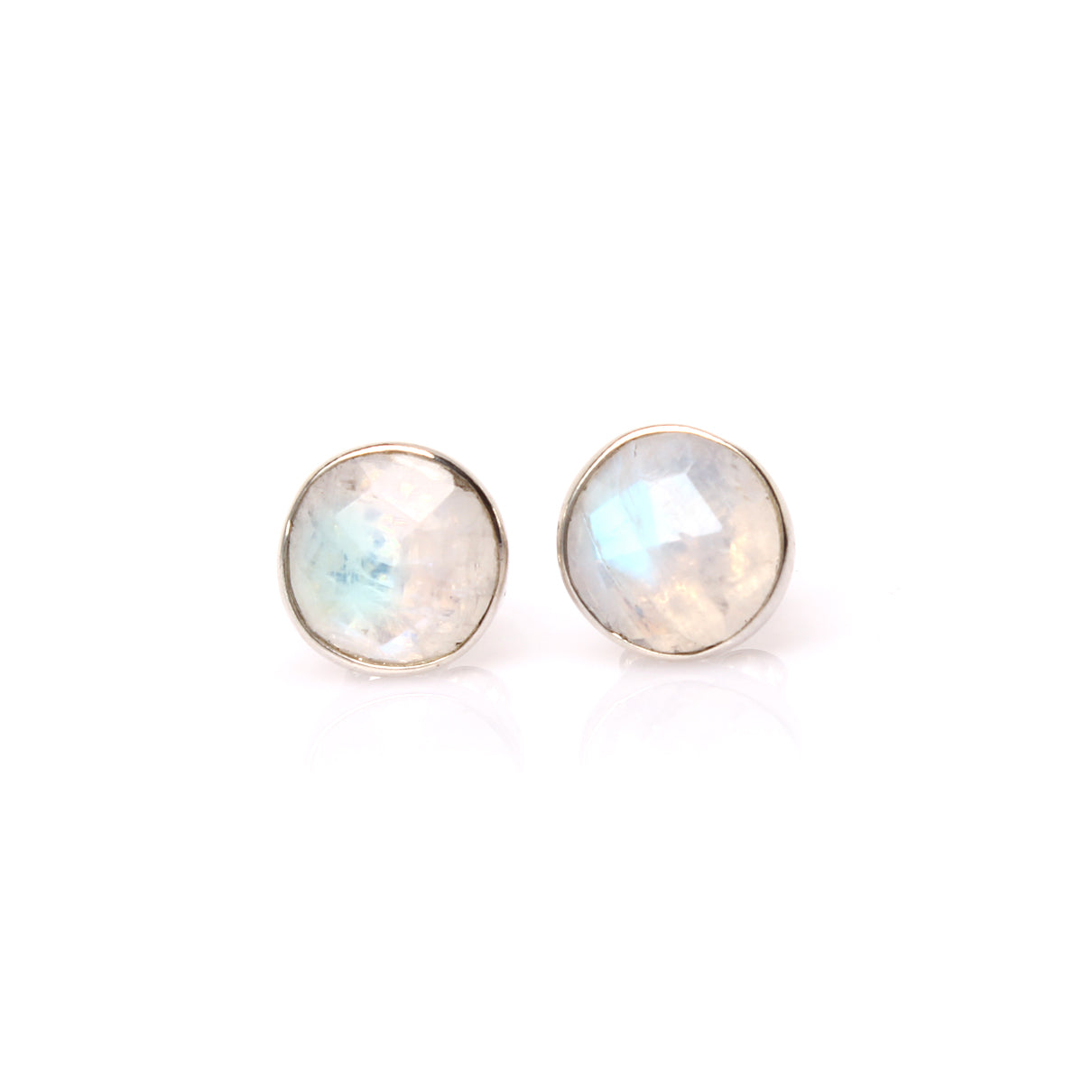Moonstone Stud Earrings - 925 Sterling Silver