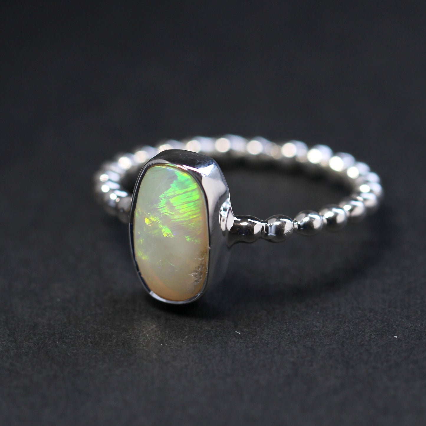 Natural Solid White Opal Ring In Silver Size 9 'S'