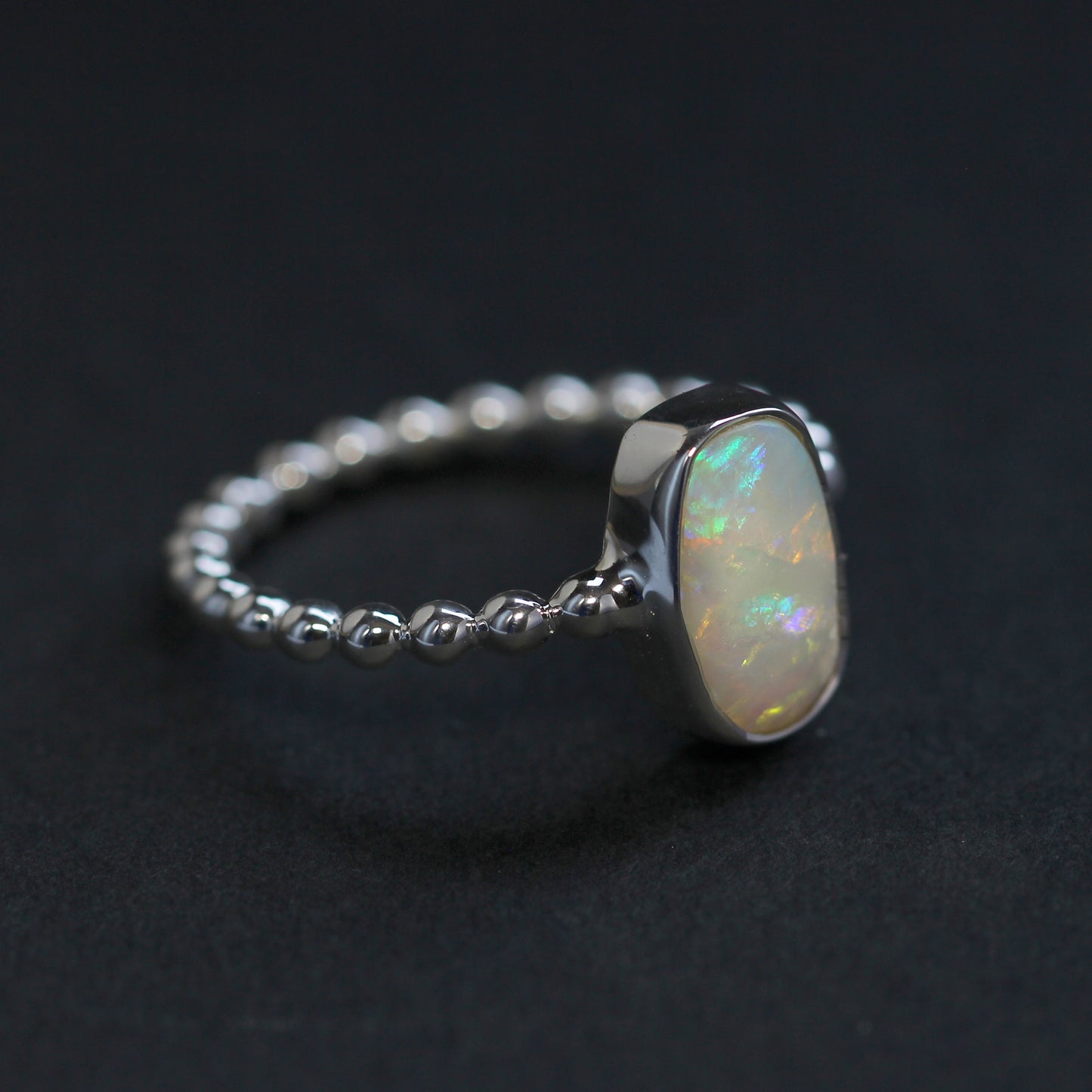 Natural Solid White Opal Ring In Silver Size 9 'S'