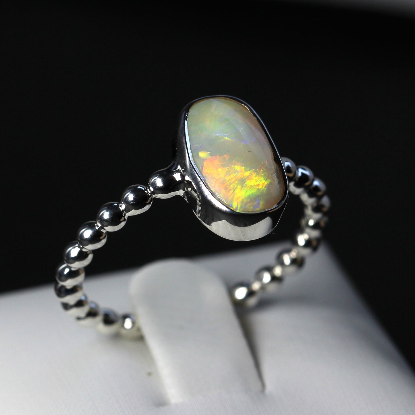 Natural Solid White Opal Ring In Silver Size 9 'S'