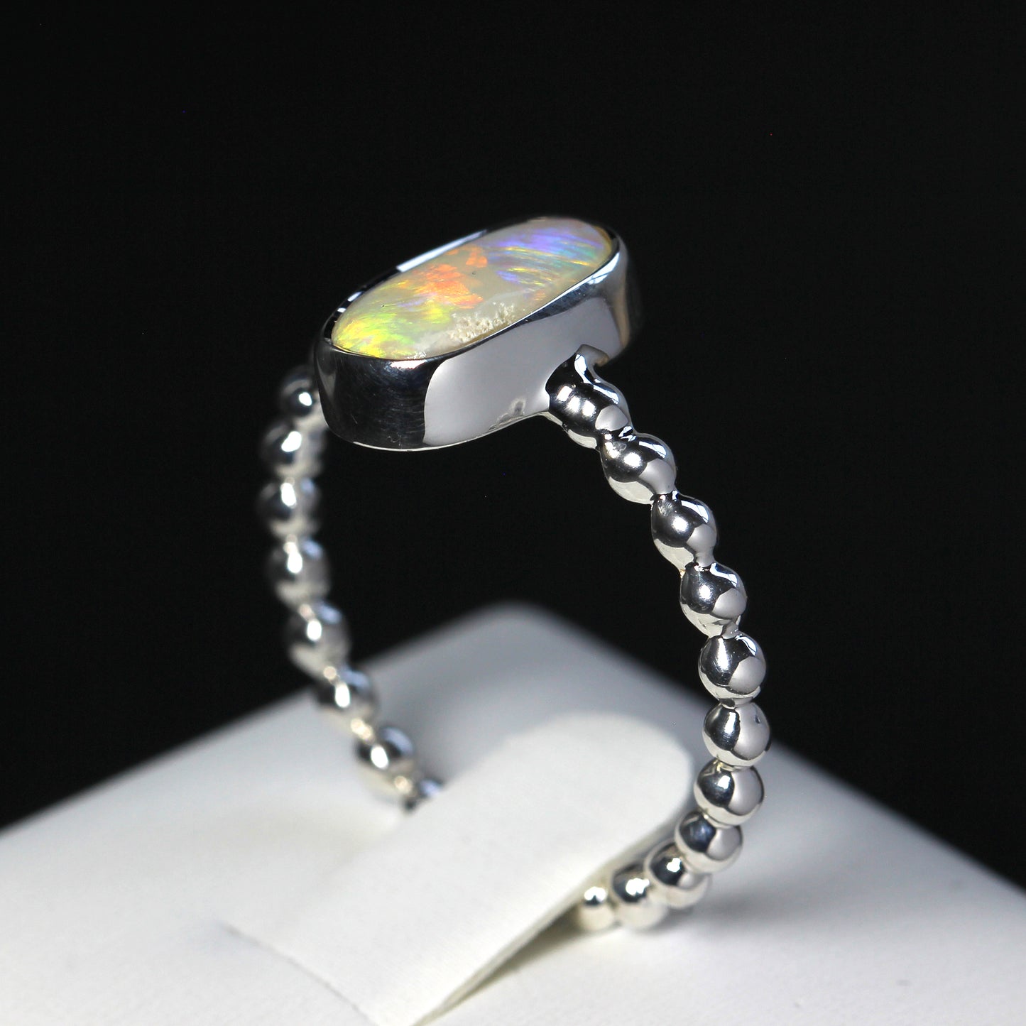 Natural Solid White Opal Ring In Silver Size 9 'S'