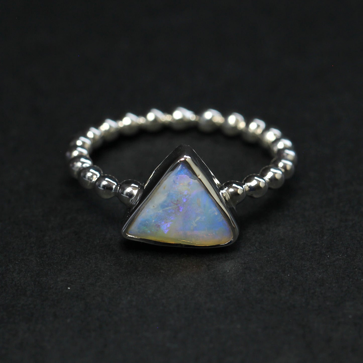 Natural Solid Australian Opal Ring In Silver Size 'O'