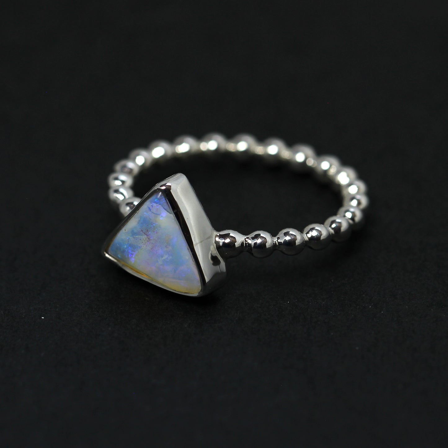 Natural Solid Australian Opal Ring In Silver Size 'O'