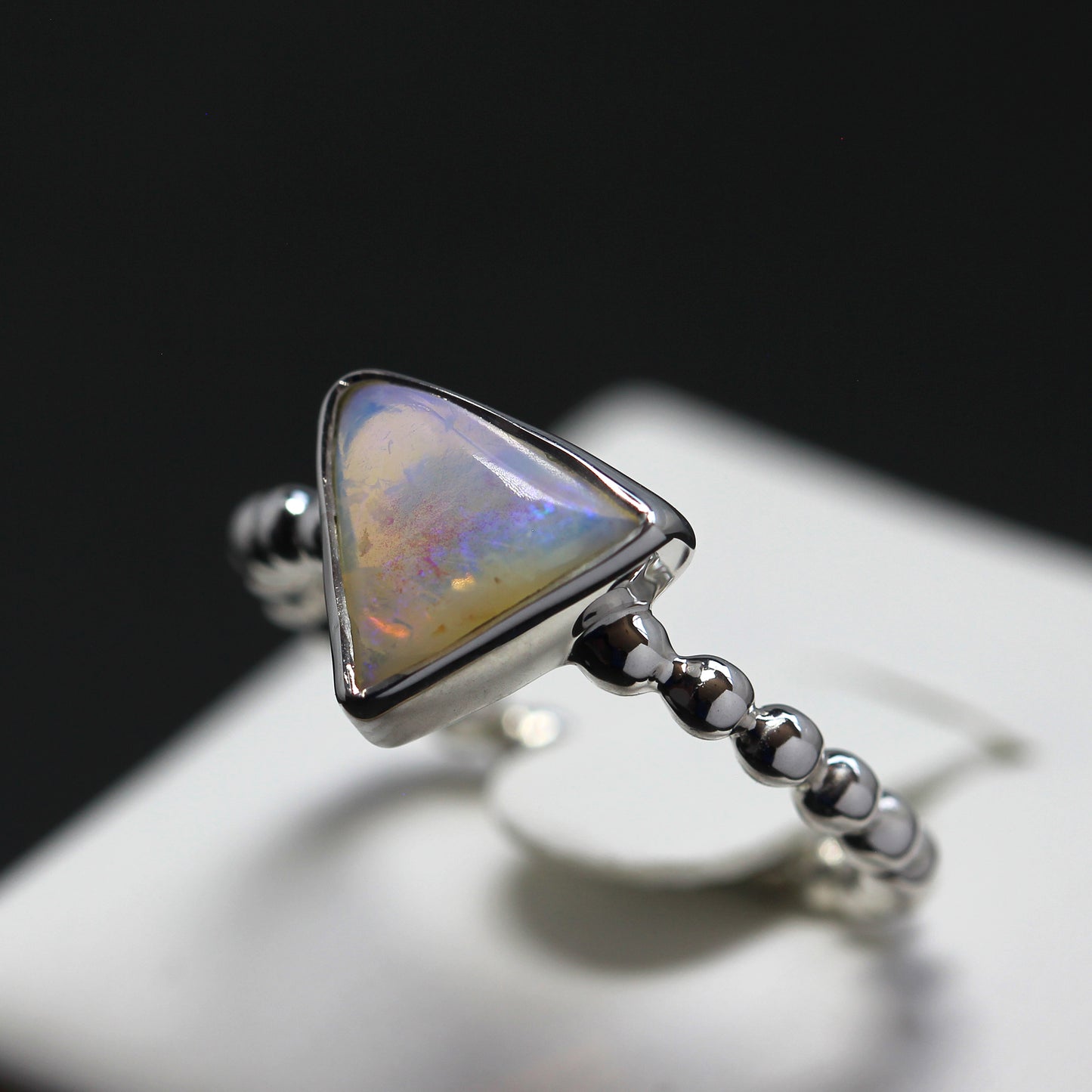 Natural Solid Australian Opal Ring In Silver Size 'O'