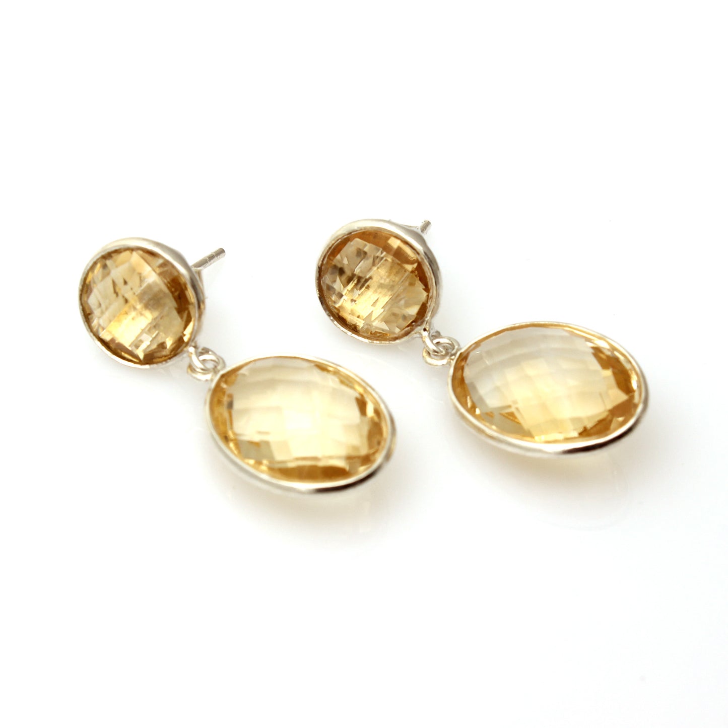 Citrine Hand Crafted Drop Earrings in Sterling Silver