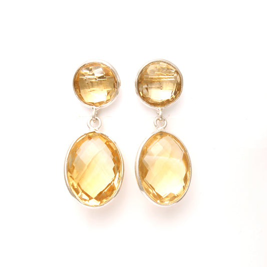 Citrine Hand Crafted Drop Earrings in Sterling Silver