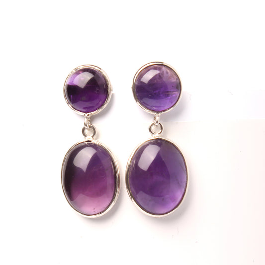Amethyst Hand Crafted Drop Earrings in Sterling Silver