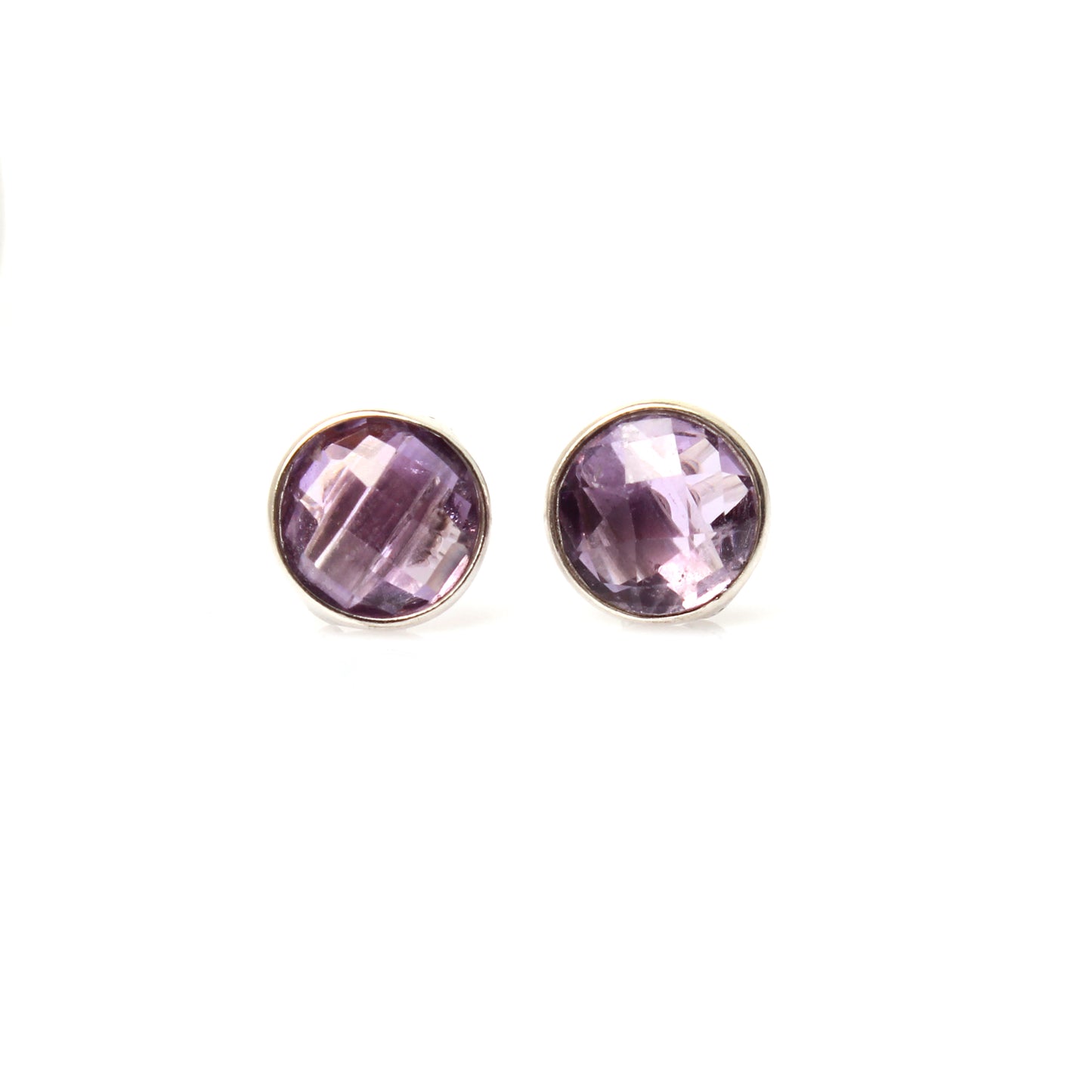 Amethyst Stud Earrings - 925 Sterling Silver