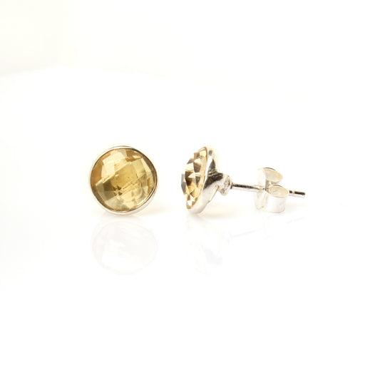 Citrine Stud Earrings - 925 Sterling Silver