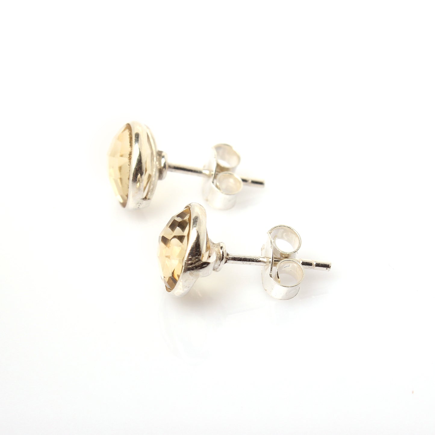 Citrine Stud Earrings - 925 Sterling Silver