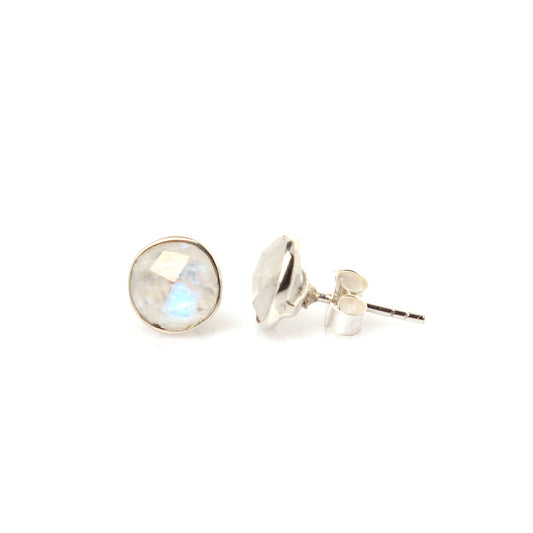Moonstone Stud Earrings - 925 Sterling Silver