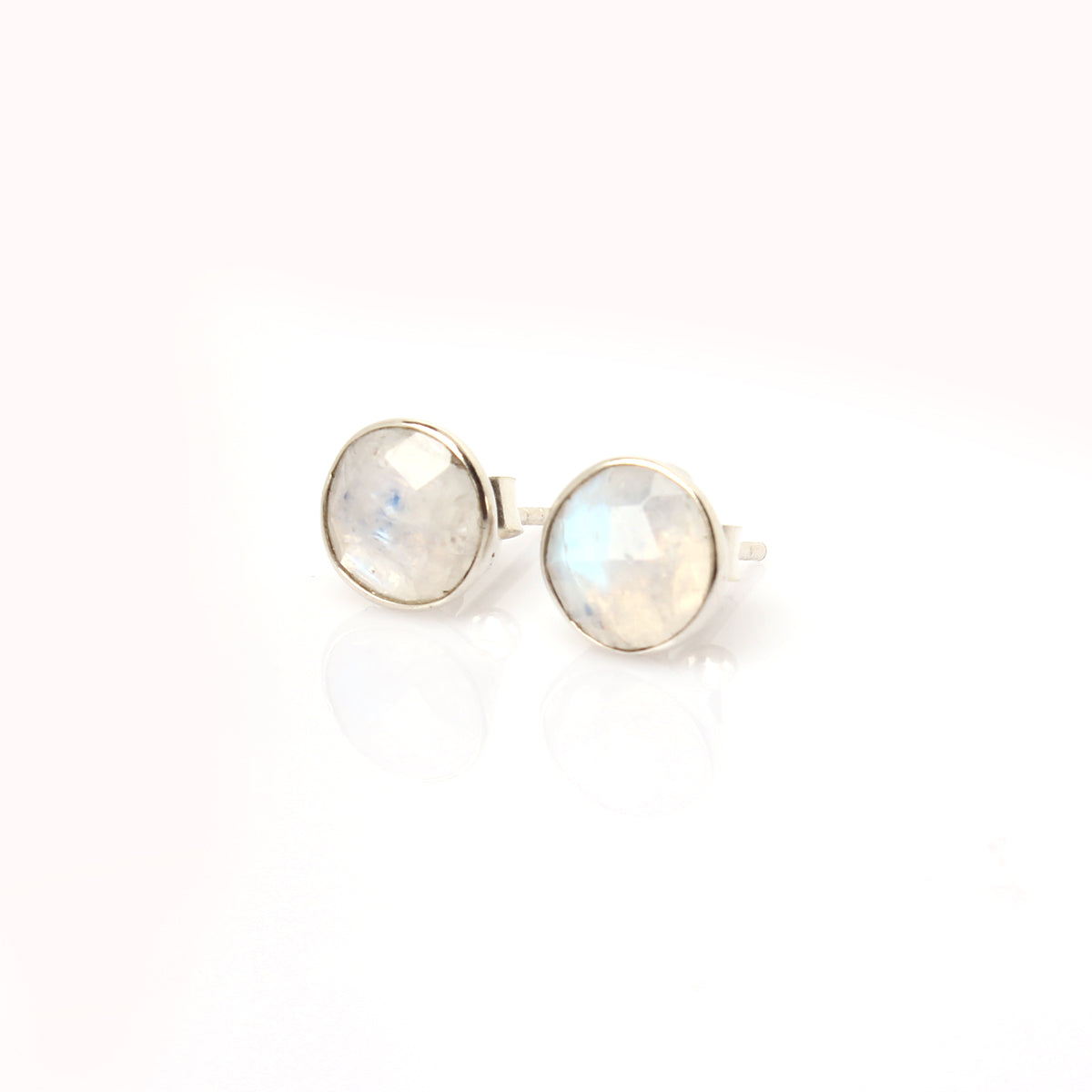 Moonstone Stud Earrings - 925 Sterling Silver