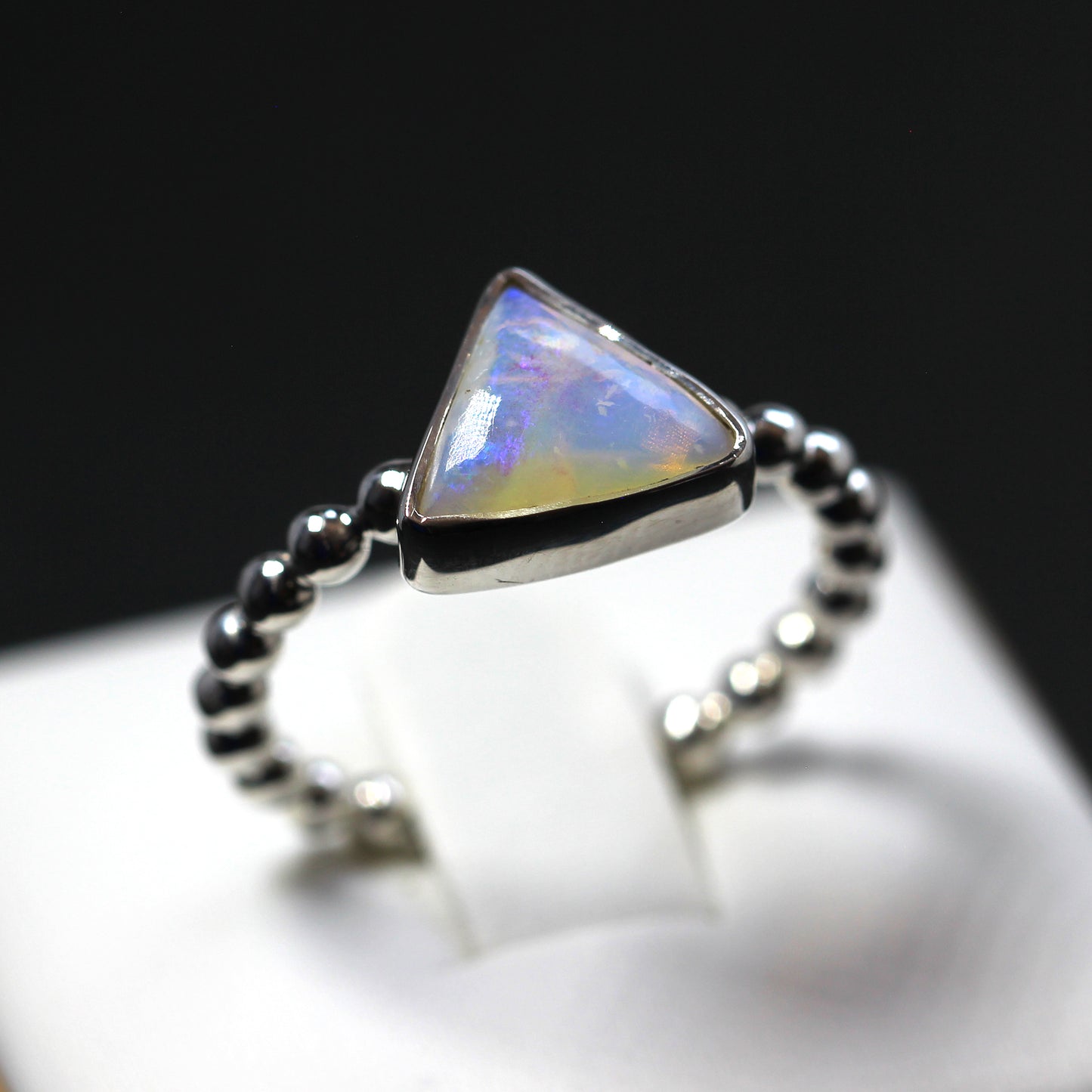 Natural Solid Australian Opal Ring In Silver Size 'O'